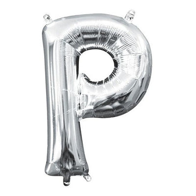 Foil Balloon - Mini Letter Silver P 16 Inch Air-Filled Only