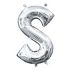 Foil Balloon - Mini Letter Silver S 16 Inch Air-Filled Only