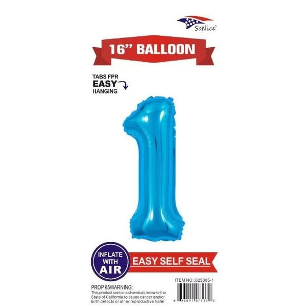 Foil Balloon - Mini Number Light Blue 1