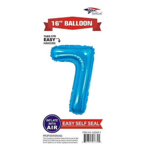 Foil Balloon - Mini Number Light Blue 7