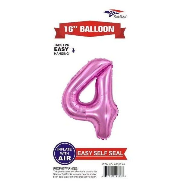 Foil Balloon - Mini Number Light Pink 4