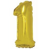 Foil Balloon - Mini Number Gold 1 16 Inch Air-Filled Only, Not Packaged