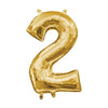 Foil Balloon - Mini Number Gold 2 16 Inch Air-Filled Only