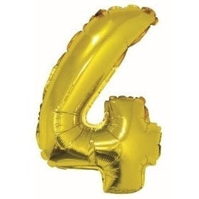 Foil Balloon - Mini Number Gold 4 16 Inch Air-Filled Only, Not Packaged