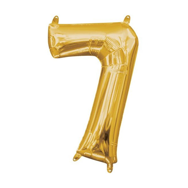 Foil Balloon - Mini Number Gold 7 16 Inch Air-Filled Only
