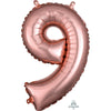 Foil Balloon - Mini Number Rose Gold 9 16 Inch Air-Filled Only