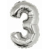 Foil Balloon - Mini Number Silver 3 16 Inch Air-Filled Only, Not Packaged