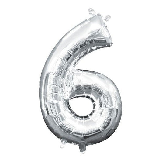 Foil Balloon - Mini Number Silver 6 16 Inch Air-Filled Only
