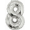 Foil Balloon - Mini Number Silver 8 16 Inch Air-Filled Only, Not Packaged