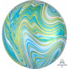 Foil Balloon - Orbz Marblez Blue Green