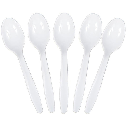 Frosty White Plastic Spoons