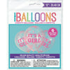 Girl Clear Latex Balloons With Pink Confetti 12", 6 Count