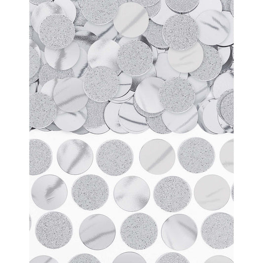 Glitter & Foil Circle Confetti - Silver