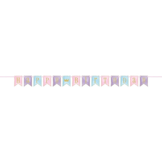 Glitter Magical Princess Birthday Pennant Banner, 7 Ft