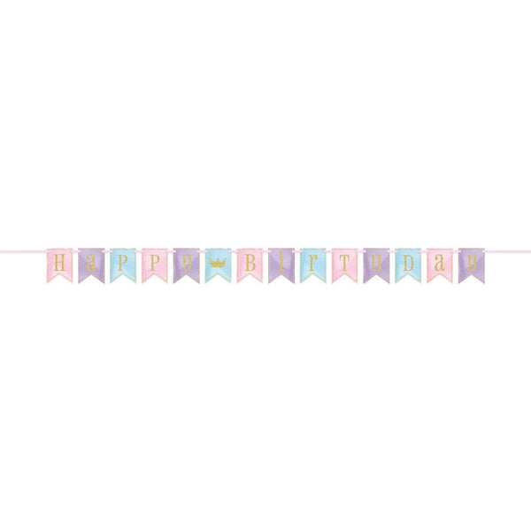 Glitter Magical Princess Birthday Pennant Banner, 7 Ft