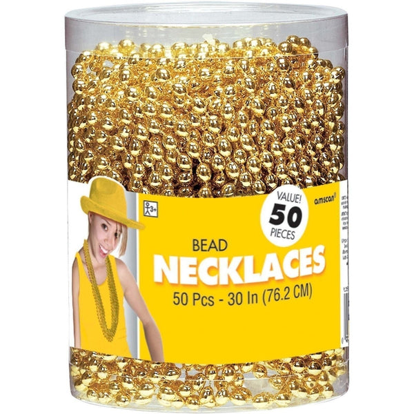 Gold Bead Necklaces 50 Count