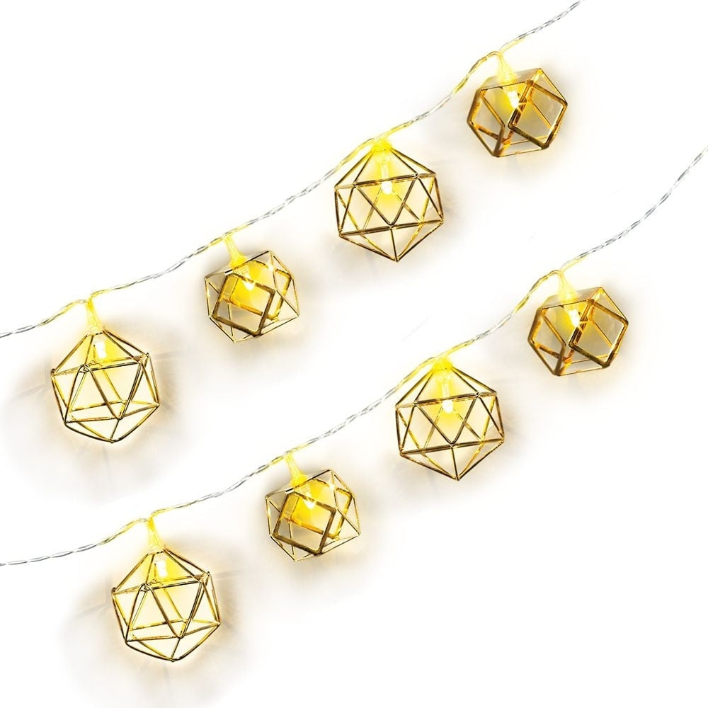 Gold Geo Shape Battery Operated Led String Lights