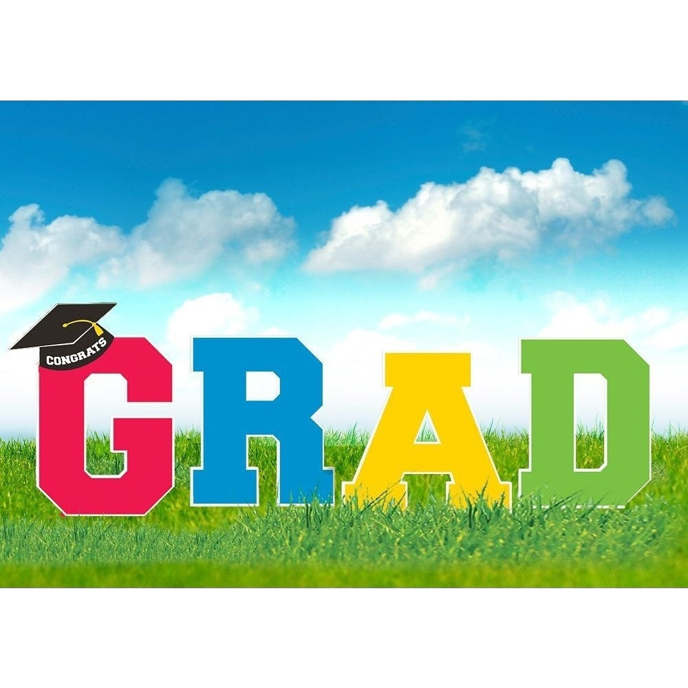 Grad Multicolor Leters Plastic Lawn Yard Stakes
