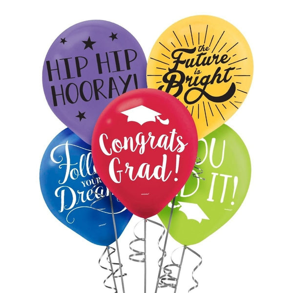 Grad Printed Latex Balloons - Multicolor