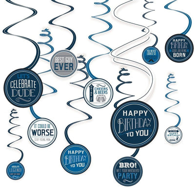 Happy Birthday Man Value Pack Spiral Decorations