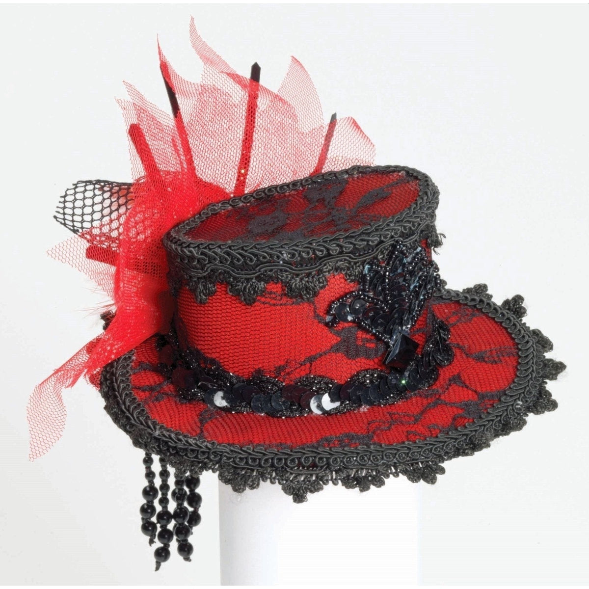 Hat Hair Clip - Mini Lace Red