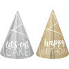 Birthday Accessories Silver & Gold Mini Cone Hats