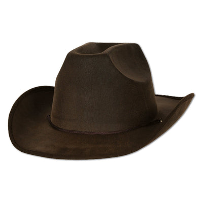 Faux Brown Leather Western Hat One Size Fits Most