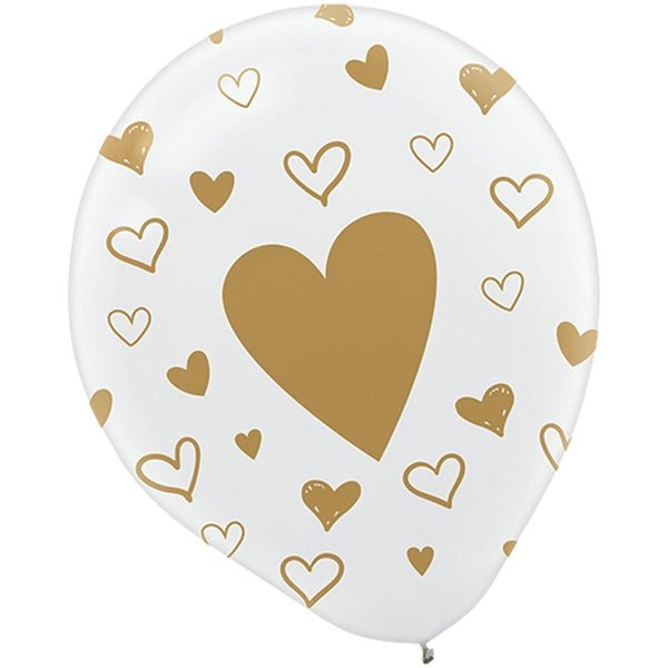 Hearts Printed Latex Balloons 100 Count