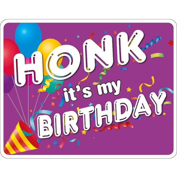 Honk It's My Birthday Purple Horn Yard Sign
