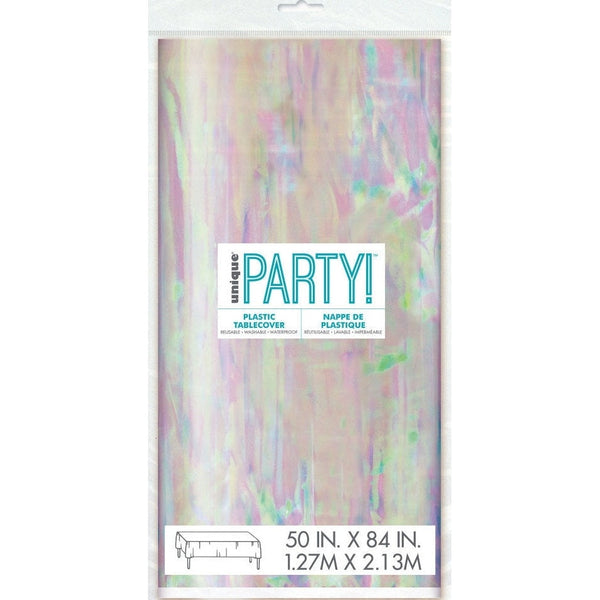 Iridescent ReCountangular Plastic Table Cover, 50" X 84"