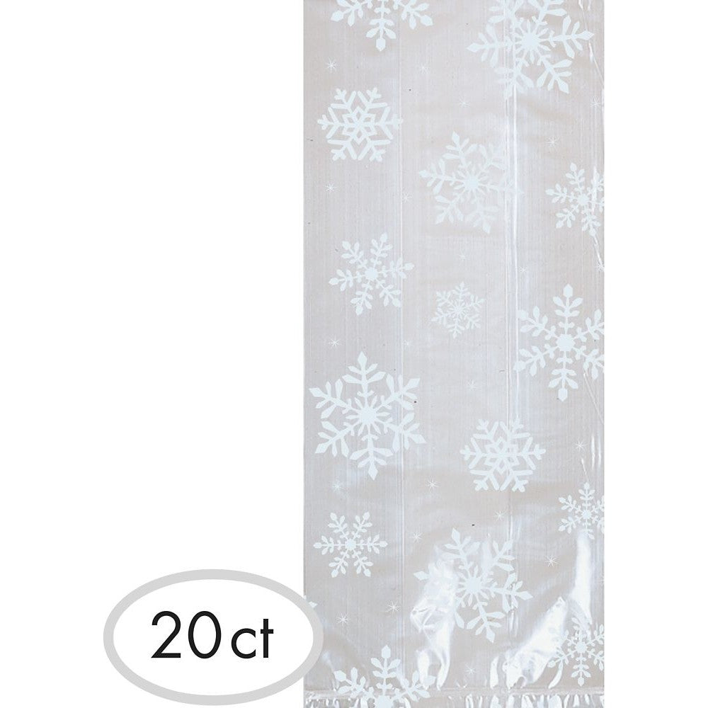 Large White Snowflake Cellophane Party Bags