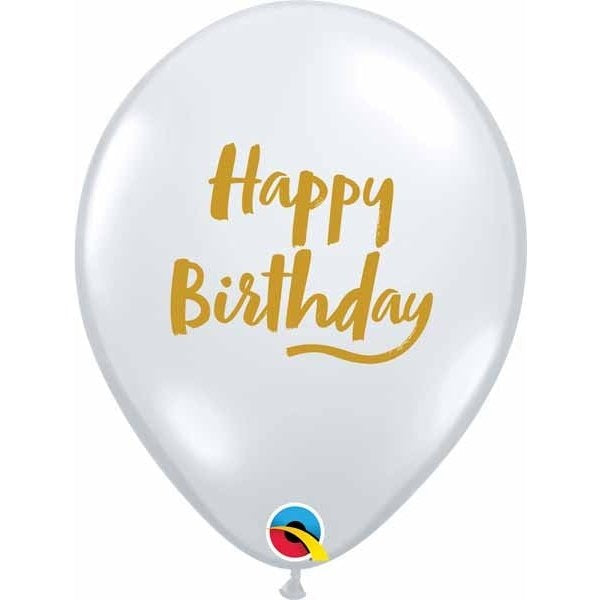 Latex Balloons High Count Bag - Happy Bday Script Clear