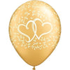 Latex Balloons High Count Bag - Hearts Entwined Gold