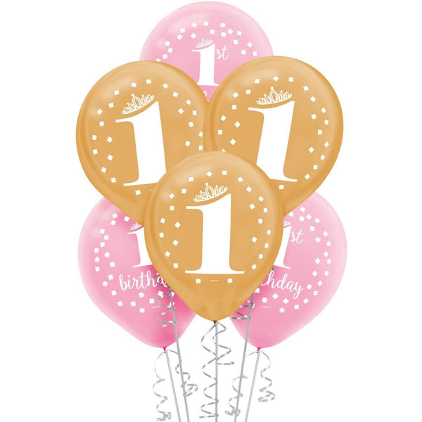 Premium 1St Birthday -Pink Latex Balloons