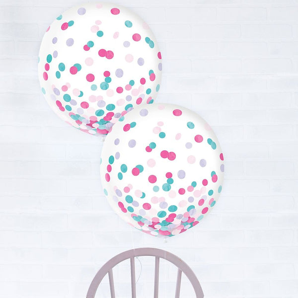 Latex Balloons W/ Confetti, 24" - " Pink"