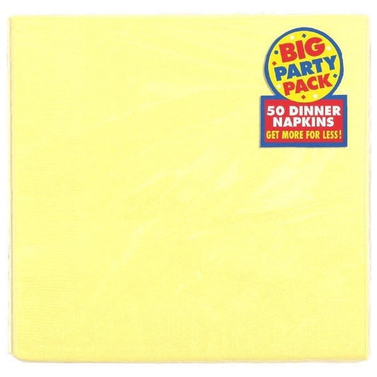 Light Yellow Big Party Pack 2-Ply Dinner Napkins, 50 Count