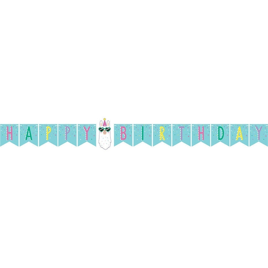 Llama Party Happy Birthday Banner