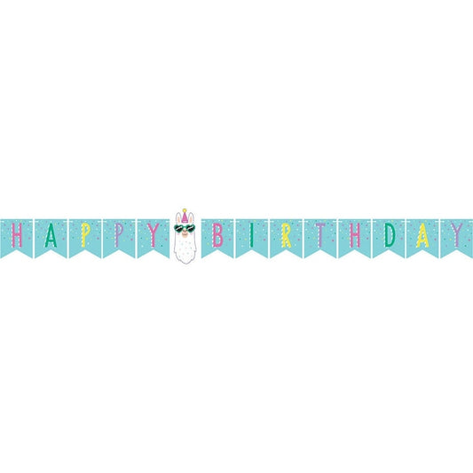 Llama Party Happy Birthday Banner