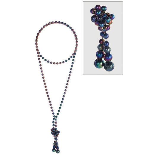 Long Dark Faux Pearl Necklace