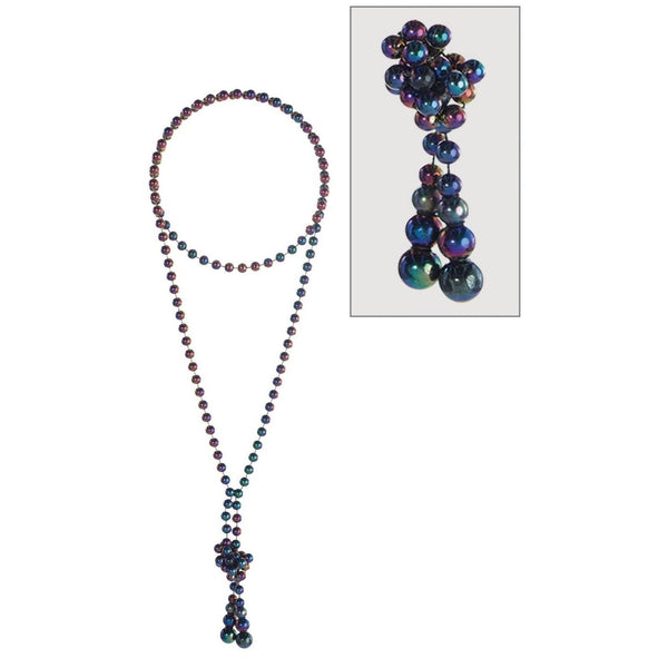 Long Dark Faux Pearl Necklace