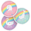 Magical Rainbow Birthday Round Iridescent Plates, Assorted, 7"