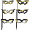 Masks On Sticks - Black, Silver, Gold