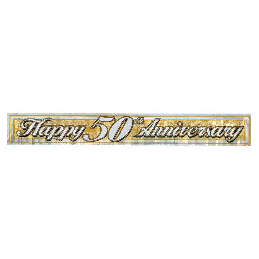 Metallic 50Th Anniversary Fringe Banner Gold; PrToddler - 1-Ply Pet Fringe
