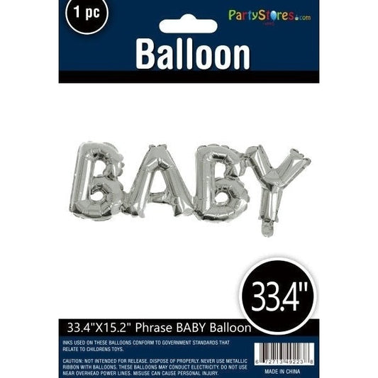 Mini Foil Balloon Banner Kit Baby Silver