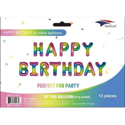Mini Foil Balloon Banner Kit Happy Birthday Rainbow