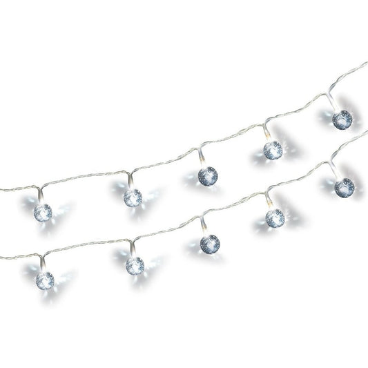 Mini Globes Silver Mercury Battery Operated Led String Lights