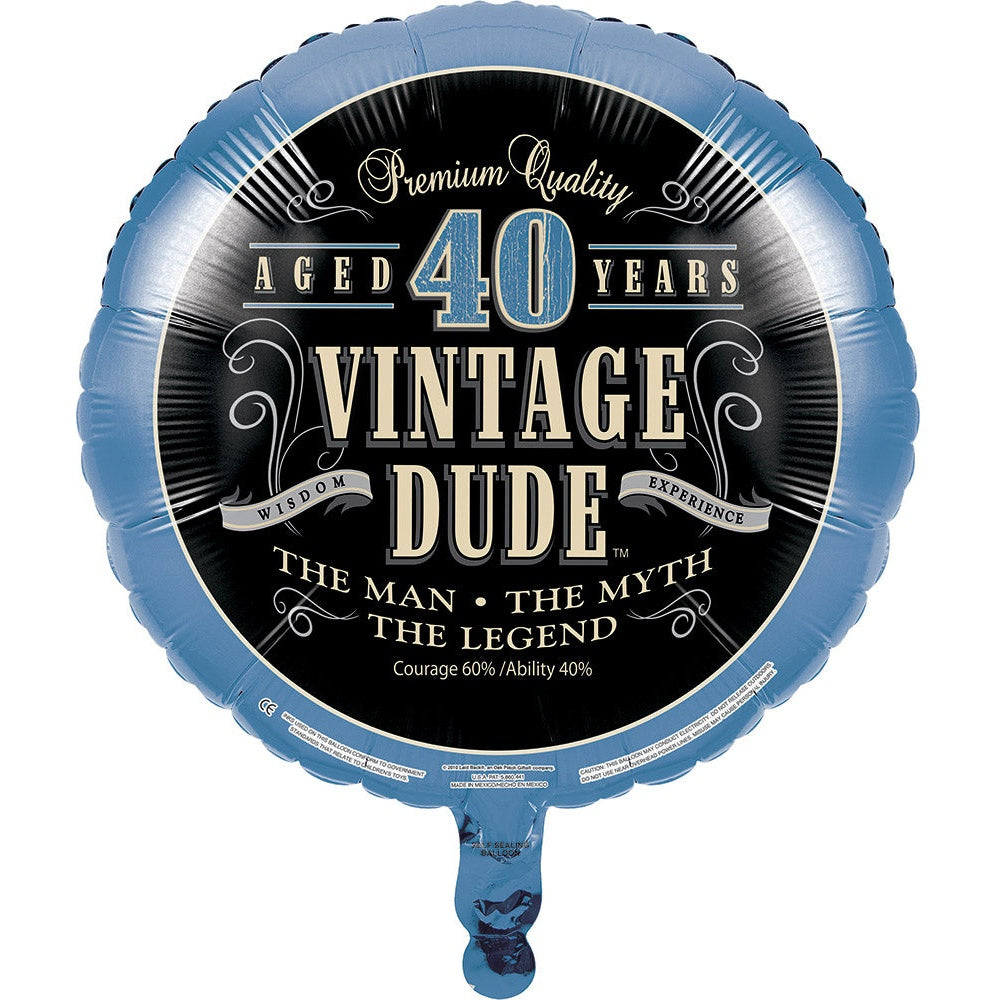 Vintage Dude 40Th Birthday Mylar Balloon