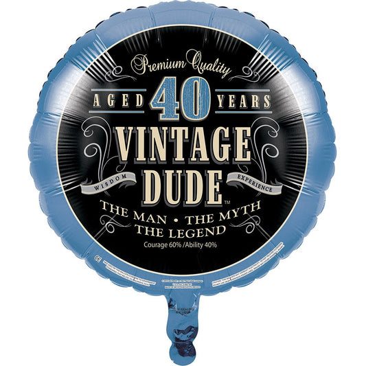 Vintage Dude 40Th Birthday Mylar Balloon
