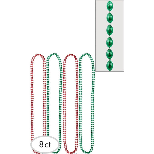 Christmas Bead Necklace Set - Red/Green