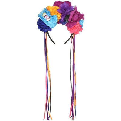 Neon Day Of The Dead Floral Headpiece - Adult